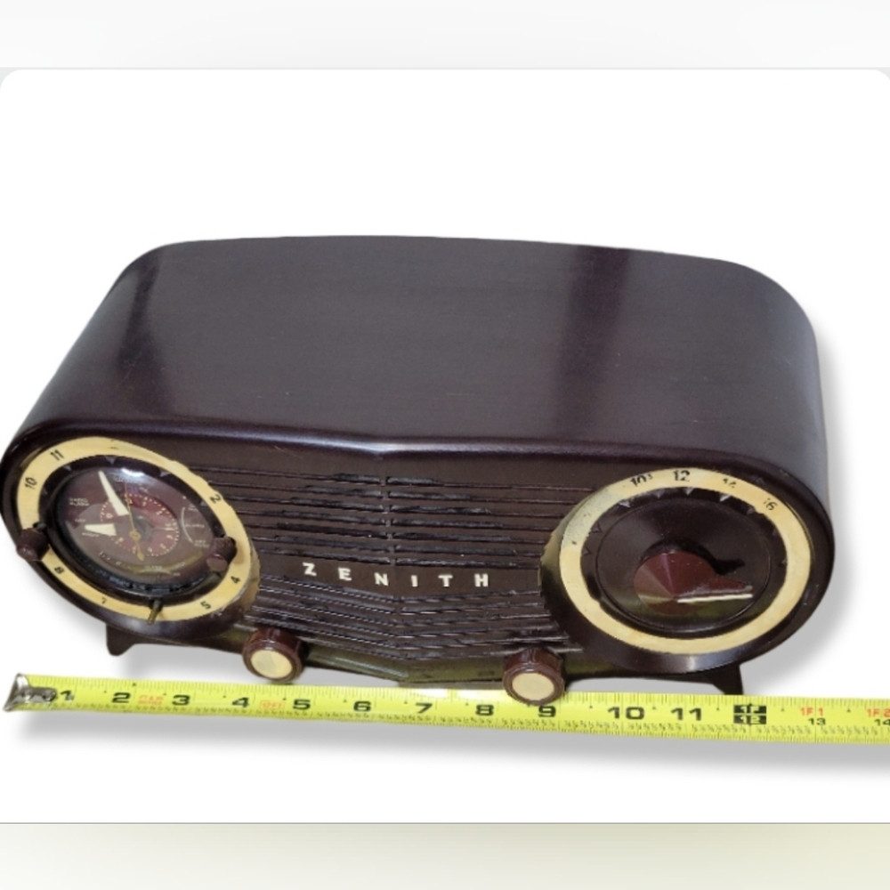 ORIGINAL RARE VINTAGE ZENITH OWL EYES CLOCK 5X06  RADIO STILL WORKS! - Picture 15 of 17